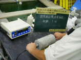 所定材齢時に伝播時間を測定（超音波法）